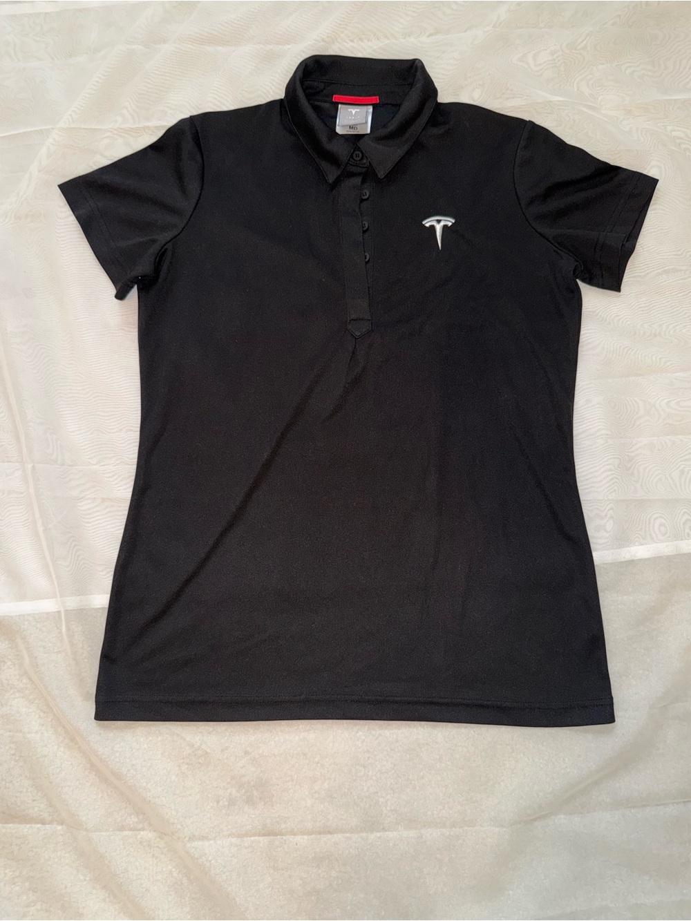 Tesla Black Polo with White Embroidered Logo